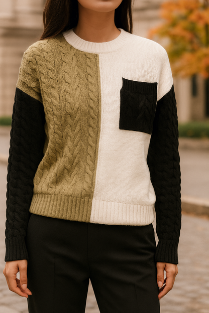 Women's Patchwork Knit Pullover