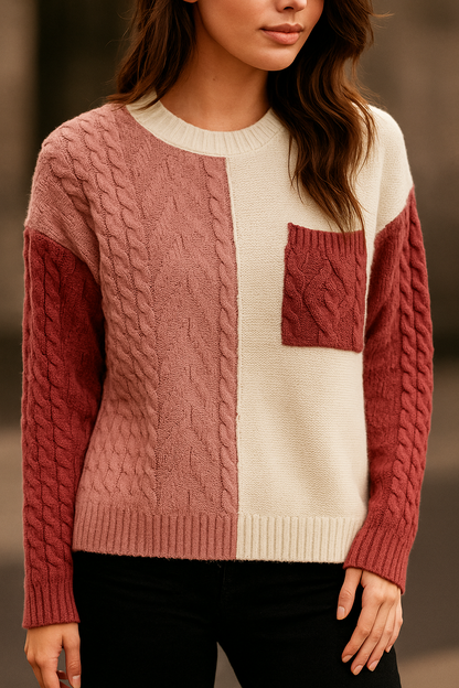 Women's Patchwork Knit Pullover