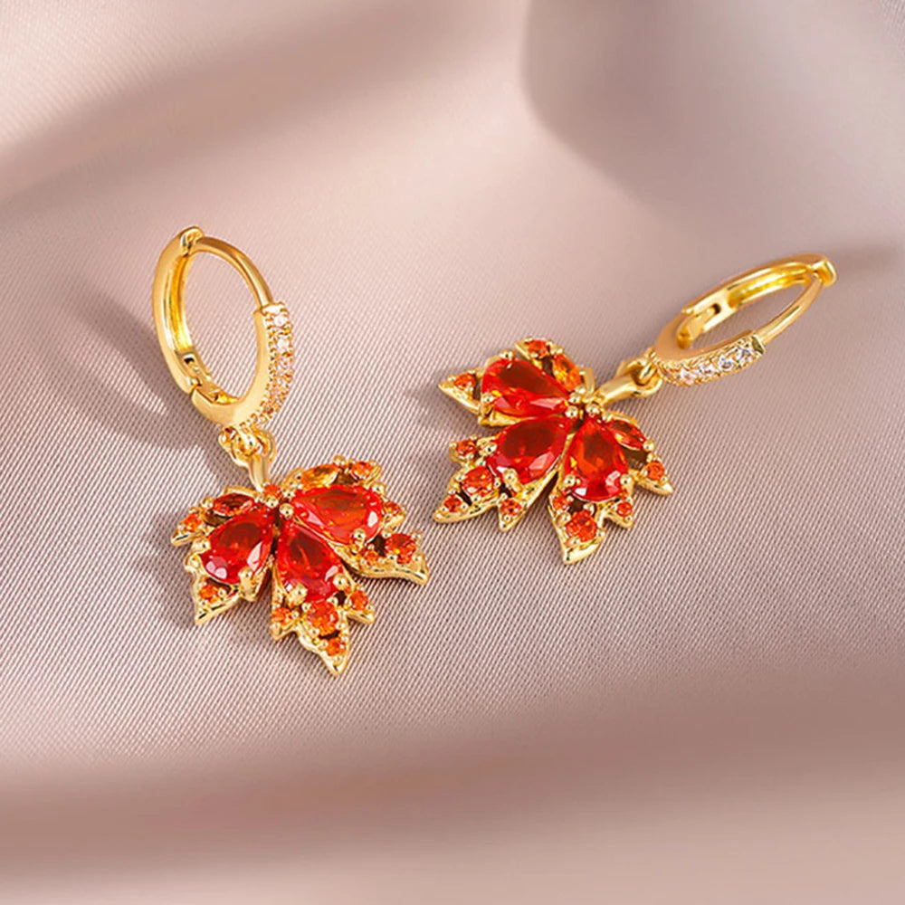 Red Maple Leaf Earrings