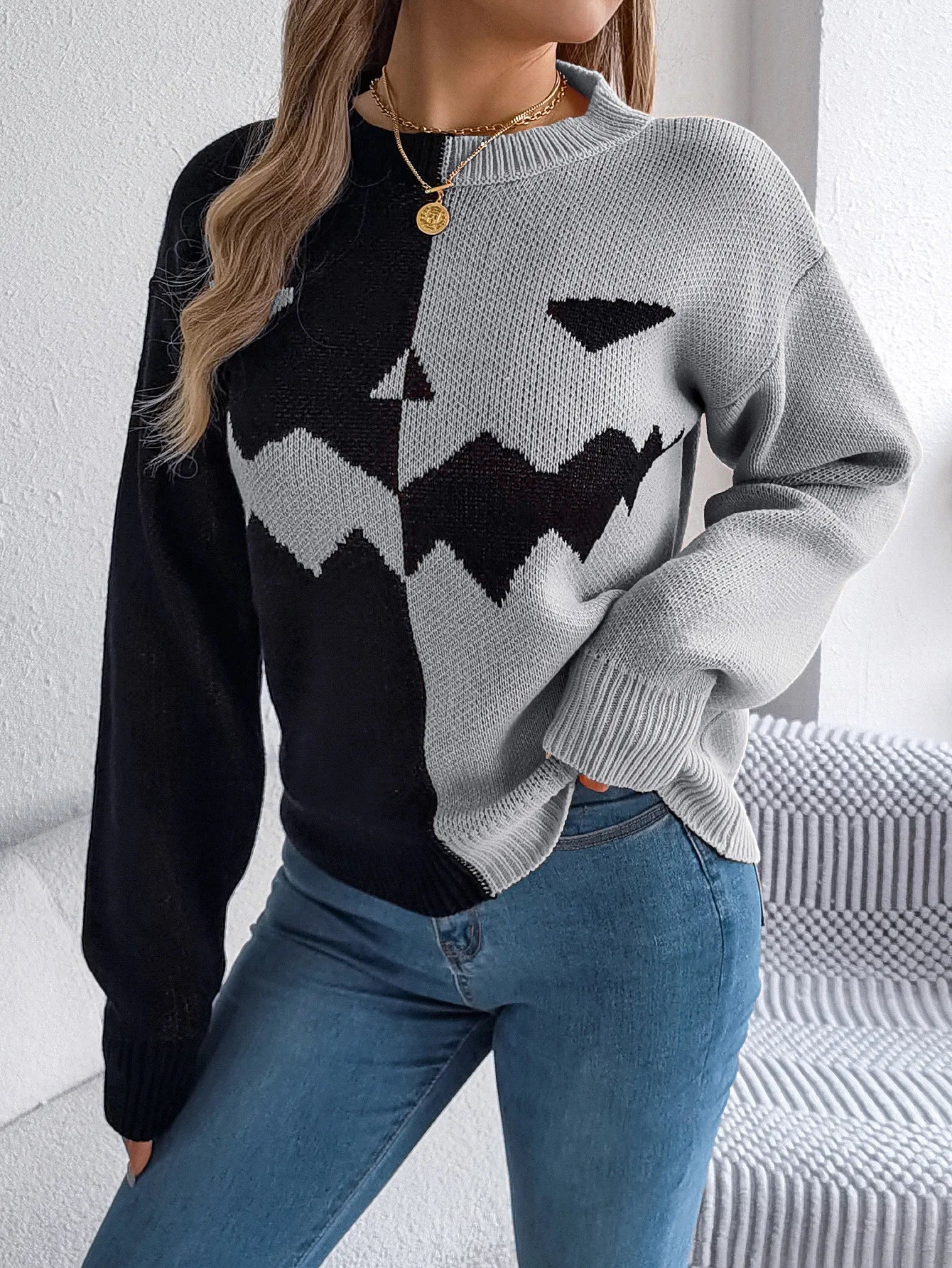 Women's Jack-o-Lantern Knitted Sweater