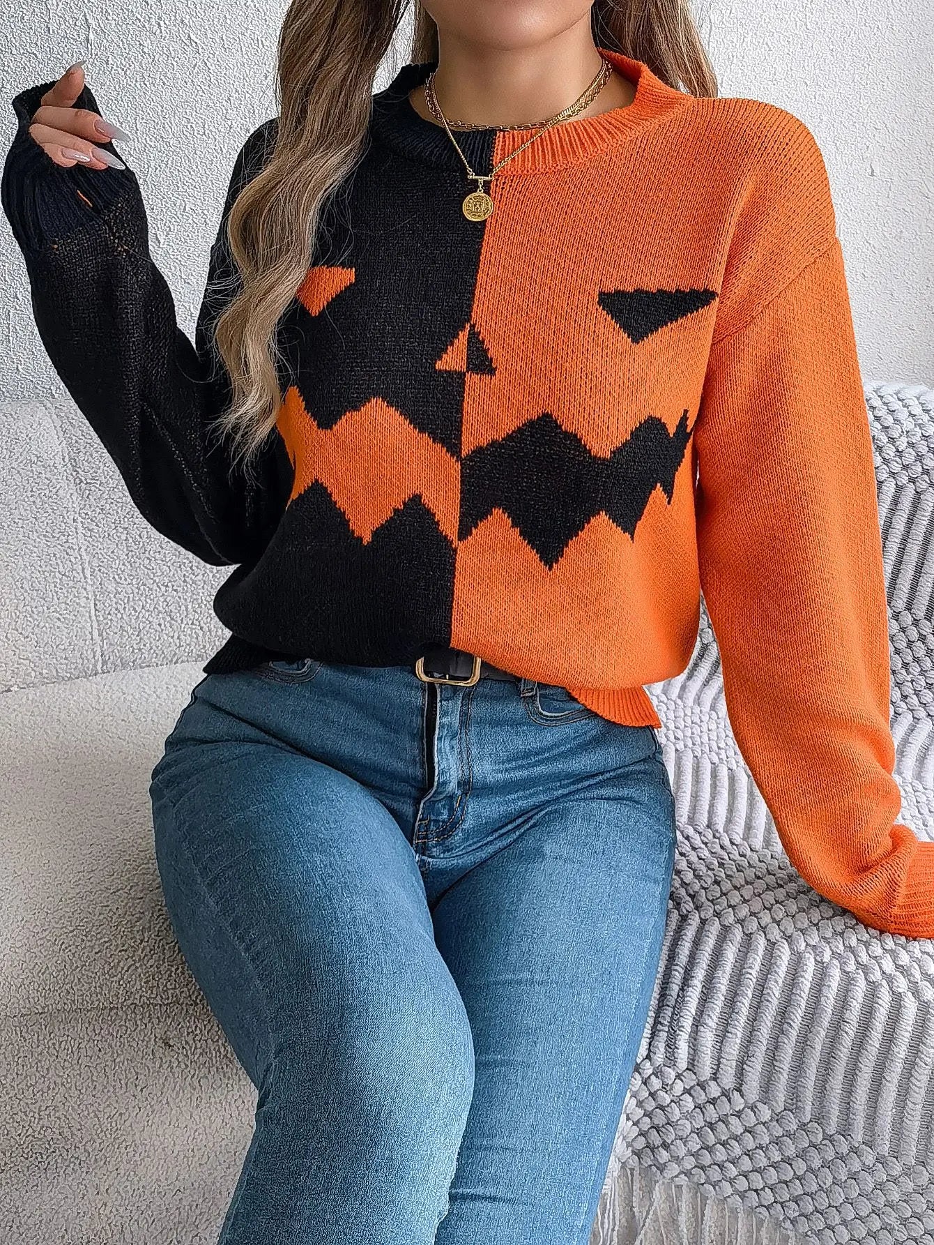 Women's Jack-o-Lantern Knitted Sweater
