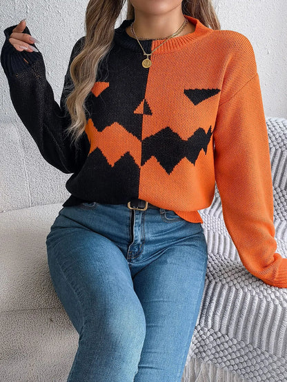 Women's Jack-o-Lantern Knitted Sweater