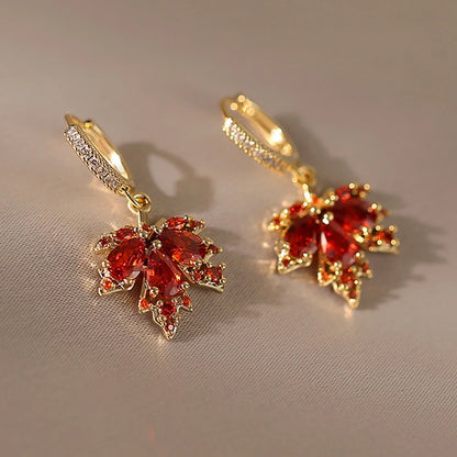 Red Maple Leaf Earrings