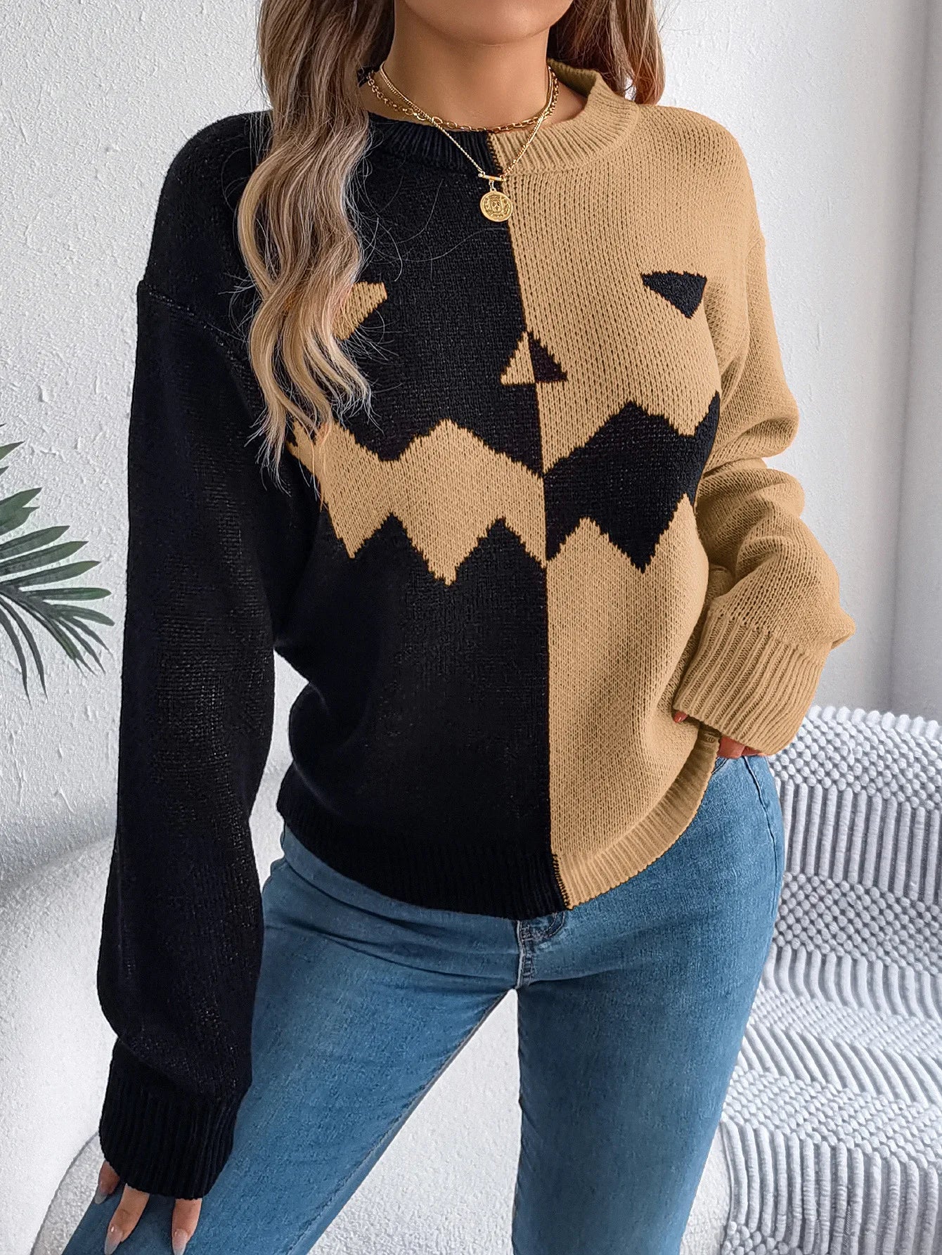 Women's Jack-o-Lantern Knitted Sweater