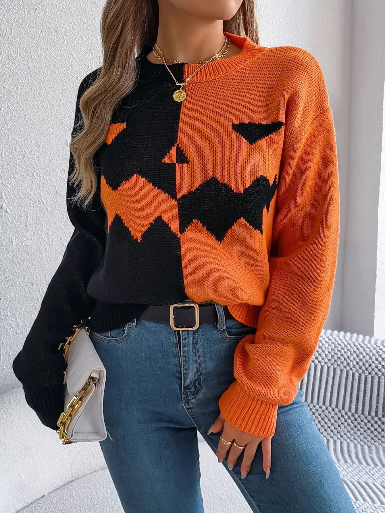 Women's Jack-o-Lantern Knitted Sweater