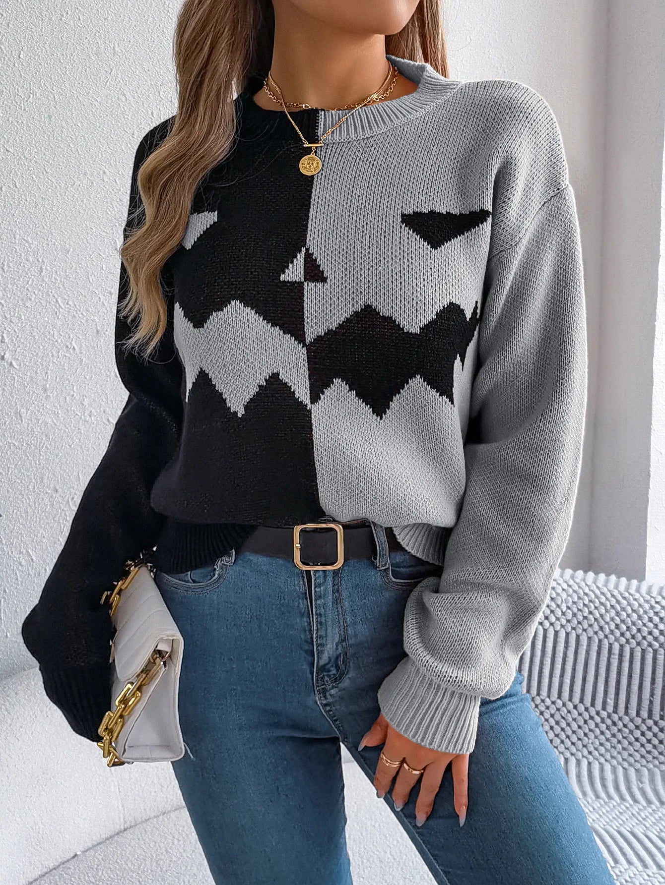 Women's Jack-o-Lantern Knitted Sweater