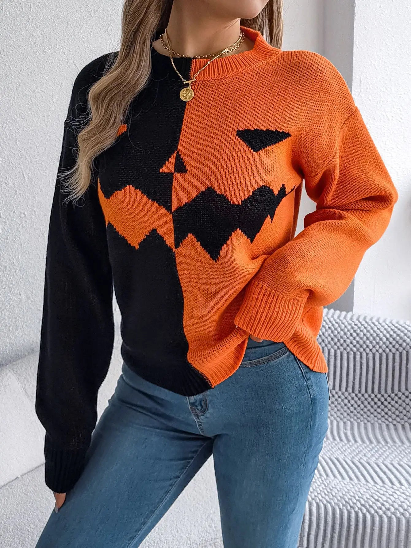 Women's Jack-o-Lantern Knitted Sweater