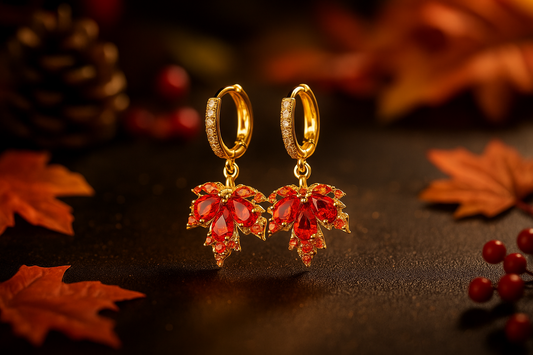 Red Maple Leaf Earrings